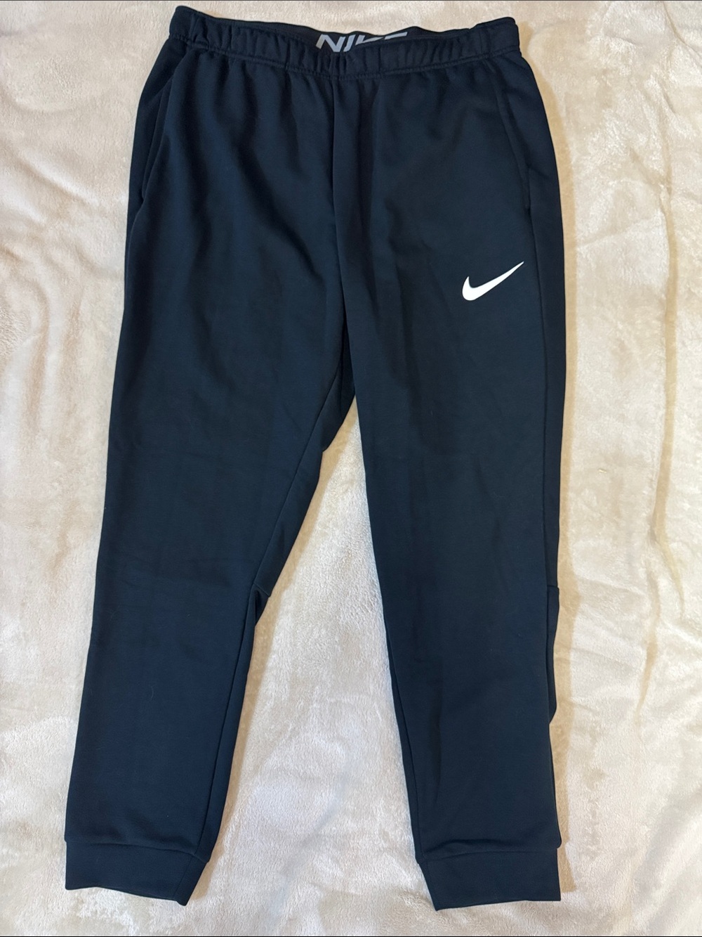Nike Black Jogger Sweatpants with White Swoosh